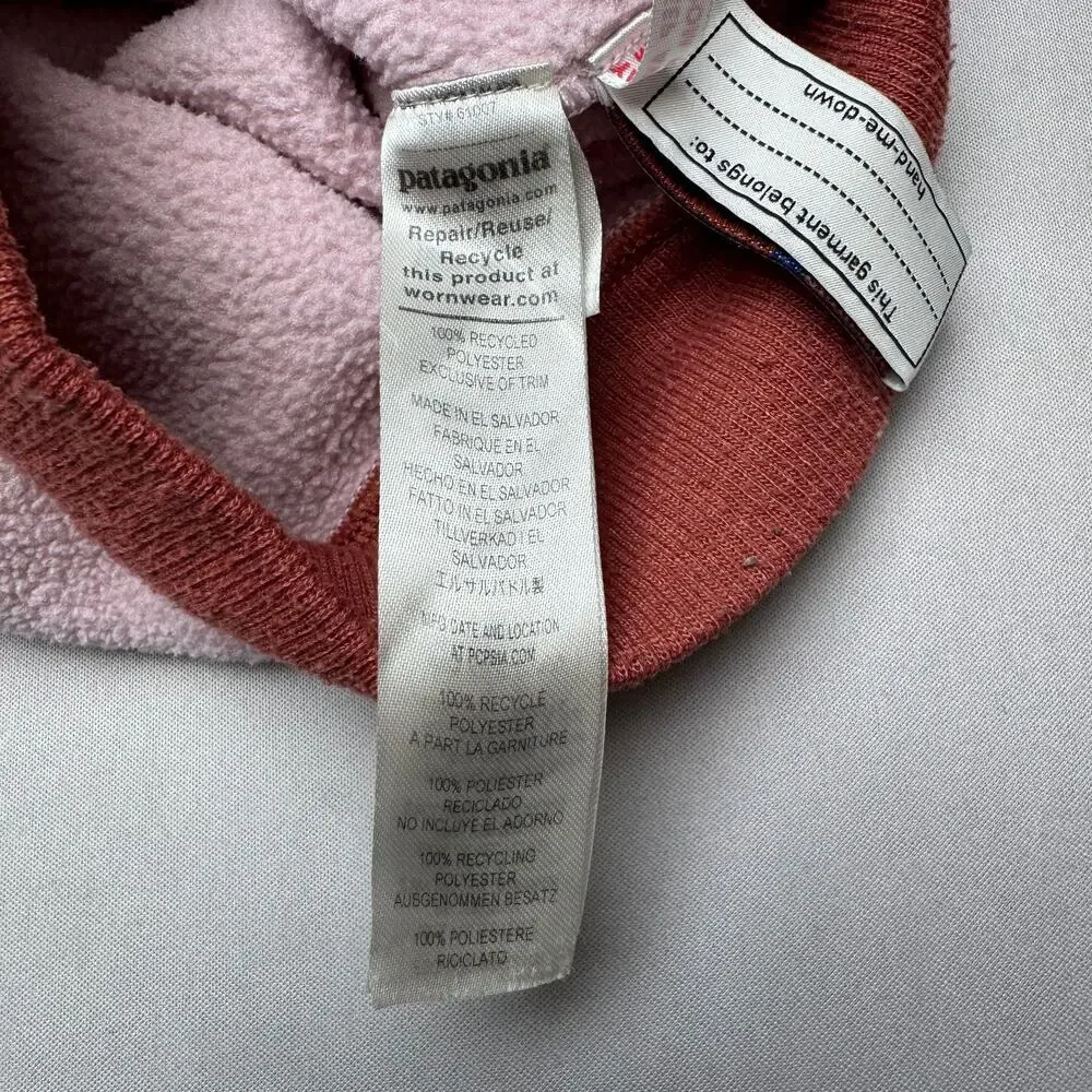 Patagonia Baby Synchilla Fleece Full Zip Vest Toddler 2T Pink Granola Gorpcore